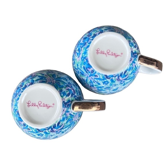 Lilly Pulitzer High Maintenance Round Coffee Mug Set 12 Oz Bright Blue Floral - Picture 6 of 10
